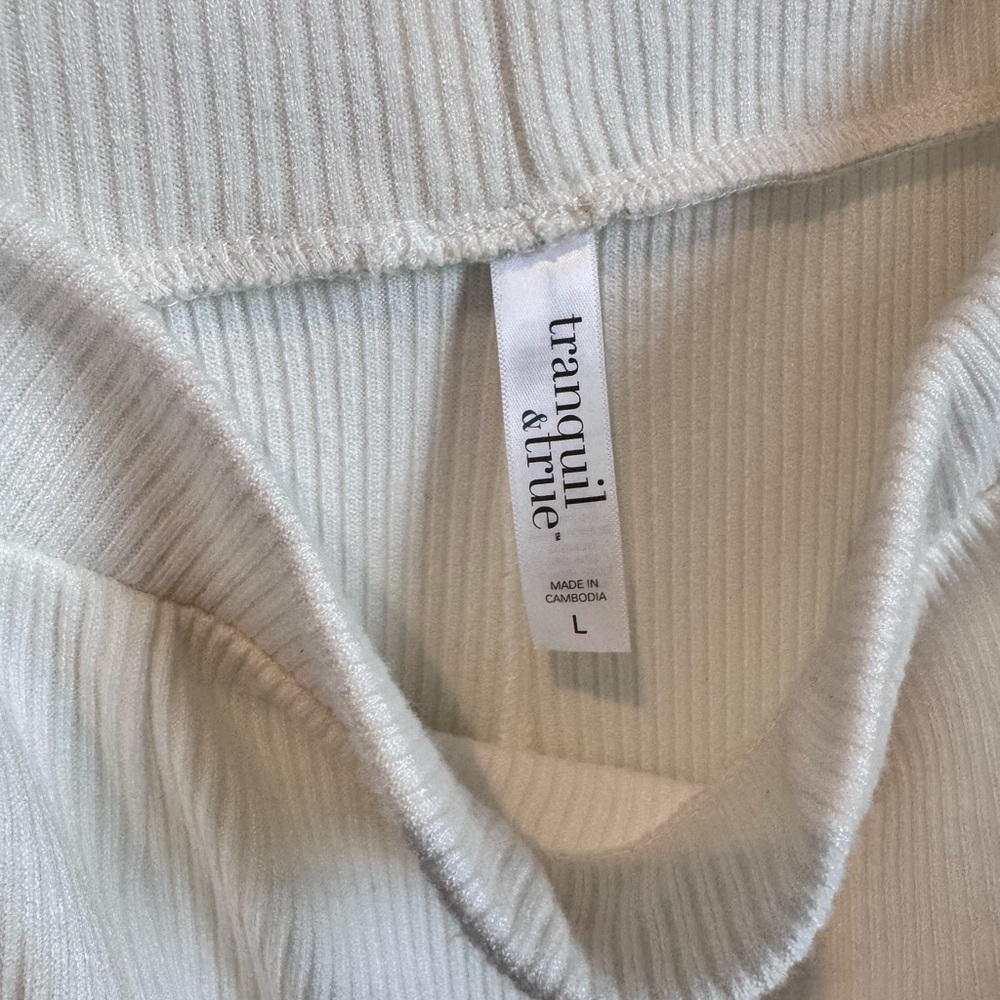 Tranquil & True Cream Ribbed Sleeveless Top and Pants Pajama Set Size L, XL - Picture 9 of 10